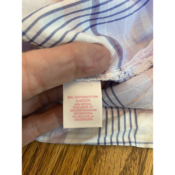 Victoria’s Secret Large pajama top shirt button up plaid Pink/Purple multicolor - Picture 9 of 9